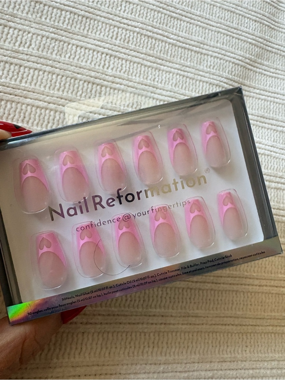 Nail Reformation Pink Heart French Press-On Nail Set Coffin
